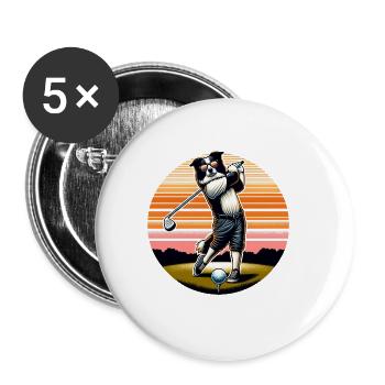 Lustiger Border Collie Golfer Für Coole Sportfans - Buttons groß 56 mm (5er Pack) - Weiß - Vorne