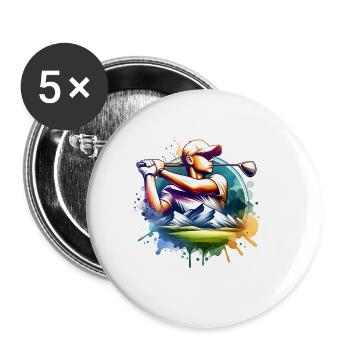 Design de golf cool pour les golfeurs sportifs et le golf - Lot de 5 grands badges (56 mm) - blanc - Devant