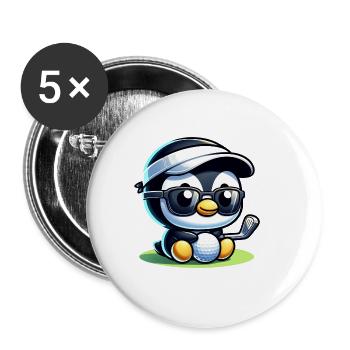 Cool Funny Penguin Golfer - Buttons large 2.2''/56 mm (5-pack) - white - Front