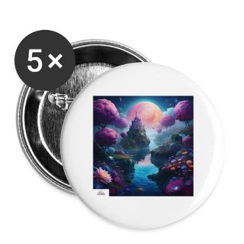 Ätherisches Königreich Traumlandschaft - Buttons groß 56 mm (5er Pack) - Weiß - Vorne