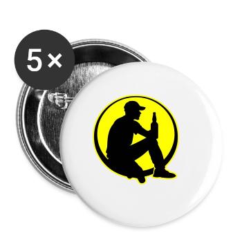 Flasche Bier Trinken Party - Buttons groß 56 mm (5er Pack) - Weiß - Vorne