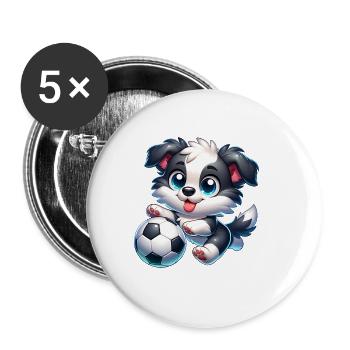Border Collie Champion de football Fan Ball Player - Lot de 5 grands badges (56 mm) - blanc - Devant