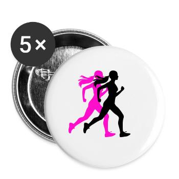 Running Marathon Woman Icon - Buttons large 2.2''/56 mm (5-pack) - white - Front