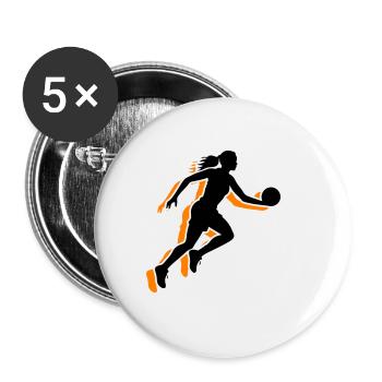 Basketballerin Symbol Basketball Spielerin Frau - Buttons groß 56 mm (5er Pack) - Weiß - Vorne