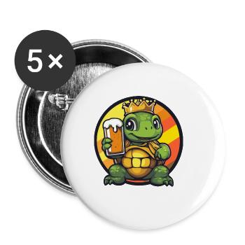Bande dessinée de bière tortue - Lot de 5 grands badges (56 mm) - blanc - Devant