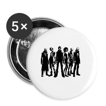 Lustige Halloween Zombie Party Gruppe - Buttons groß 56 mm (5er Pack) - Weiß - Vorne