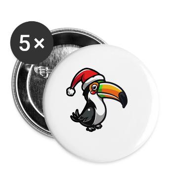 Toucan Bird Christmas - Buttons large 2.2''/56 mm (5-pack) - white - Front