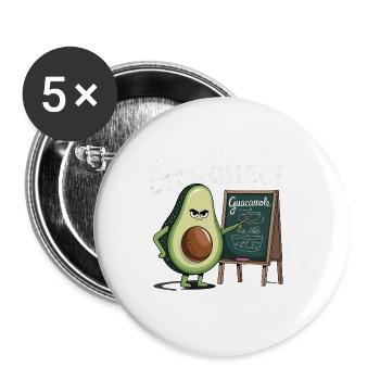 Avocado Unterricht: Lass Uns Guacamole Machen - Buttons groß 56 mm (5er Pack) - Weiß - Vorne
