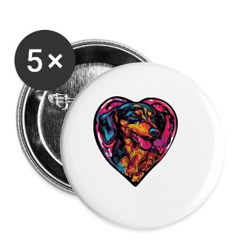 Teckel BlaireauChien Coeur Amour - Lot de 5 grands badges (56 mm) - blanc - Devant