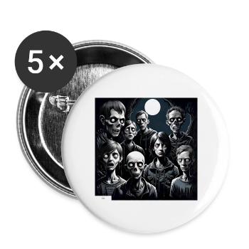 Monster Menschen Porträt - Buttons groß 56 mm (5er Pack) - Weiß - Vorne