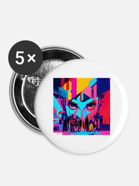 Freunde mit digitalem Blick - Buttons groß 56 mm (5er Pack) - Weiß