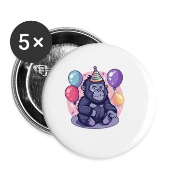 Gorilla Birthday Comic - Buttons large 2.2''/56 mm (5-pack) - white - Front