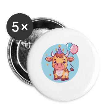 Stier Geburtstag Comic - Buttons groß 56 mm (5er Pack) - Weiß - Vorne