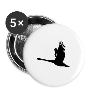 Tattoo Style Schwan - Buttons groß 56 mm (5er Pack) - Weiß - Vorne