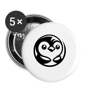 Minimalistische Pinguinzeichnung mit Comic-Charme - Buttons groß 56 mm (5er Pack) - Weiß - Vorne