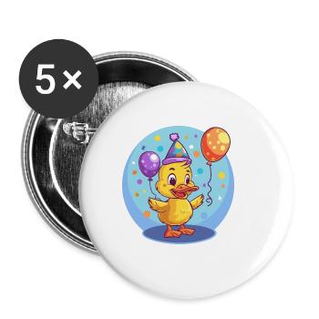 Bande dessinée d’anniversaire de canard - Lot de 5 grands badges (56 mm) - blanc - Devant