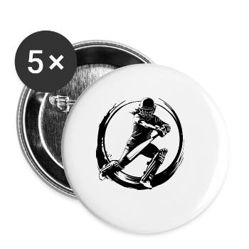 Cricket Silhouette - Lot de 5 grands badges (56 mm) - blanc - Devant