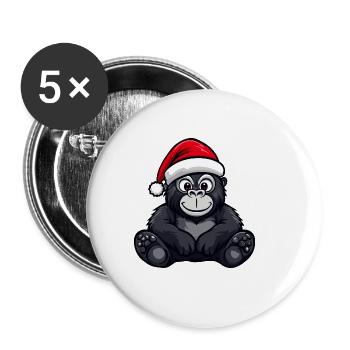 Gorilla Weihnachten Christmas - Buttons large 2.2''/56 mm (5-pack) - white - Front