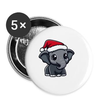 Noël mammouth Noël - Lot de 5 grands badges (56 mm) - blanc - Devant