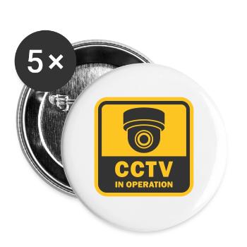 Symbolsymbol für Überwachungskameras in Verwendung. Feste CCTV-Datei - Buttons groß 56 mm (5er Pack) - Weiß - Vorne