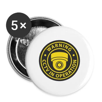 Symbolsymbol für Überwachungskameras in Verwendung. Stationäre Videoüberwachung - Buttons groß 56 mm (5er Pack) - Weiß - Vorne