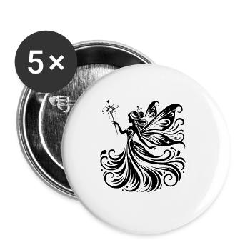 Mystical fairy with detailed wings - Buttons large 2.2''/56 mm (5-pack) - white - Front