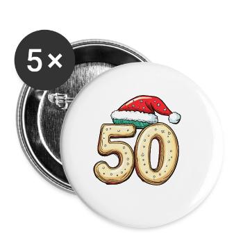 50 Numéro Noël - Lot de 5 grands badges (56 mm) - blanc - Devant