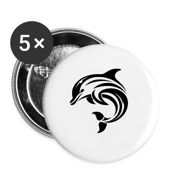Elegant dynamic dolphin in leap - Buttons large 2.2''/56 mm (5-pack) - white - Front