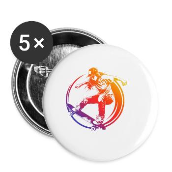 Skateboarding Silhouette Skateboard Colorful - Buttons large 2.2''/56 mm (5-pack) - white - Front