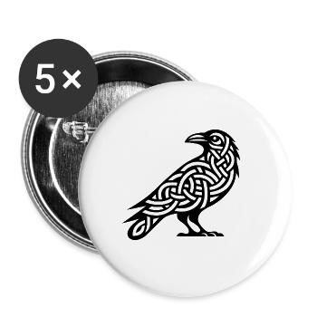 Geheimnisvoller Raben Vogel im Keltischen Style - Buttons groß 56 mm (5er Pack) - Weiß - Vorne