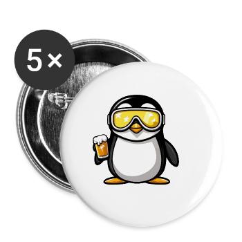 Pinguin Ski Bier - Buttons groß 56 mm (5er Pack) - Weiß - Vorne