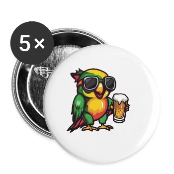 Bière de ski Papagai - Lot de 5 grands badges (56 mm) - blanc - Devant