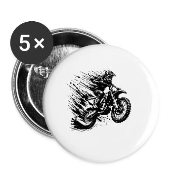 Abenteuersport Motocross Hobby Style Zeichnung - Buttons groß 56 mm (5er Pack) - Weiß - Vorne