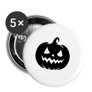 Freche magische Kürbis Laterne mit frechem Grinsen - Buttons groß 56 mm (5er Pack) - Weiß - Vorne