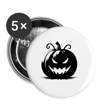 Unheimliche magische Halloween Kürbis Laterne - Buttons groß 56 mm (5er Pack) - Weiß - Vorne