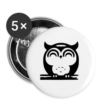 Niedliche schlafende Eule - Buttons groß 56 mm (5er Pack) - Weiß - Vorne