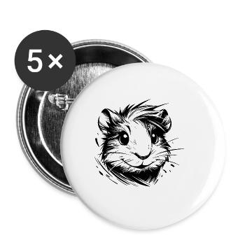 Niedliches Baby Meerschweinchen Kinder Portrait - Buttons groß 56 mm (5er Pack) - Weiß - Vorne