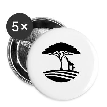 African savannah landscape giraffe and acacia - Buttons large 2.2''/56 mm (5-pack) - white - Front