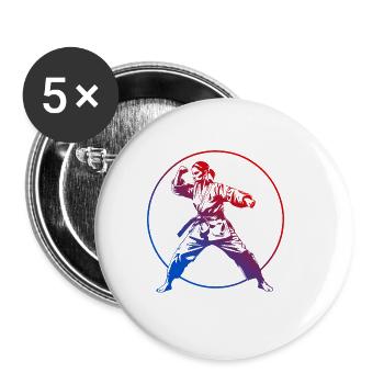 Karate Silhouette Colorful - Buttons large 2.2''/56 mm (5-pack) - white - Front