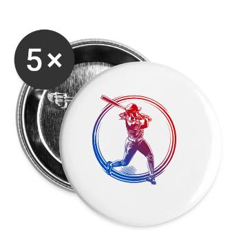 Silhouette de baseball coloré - Lot de 5 grands badges (56 mm) - blanc - Devant