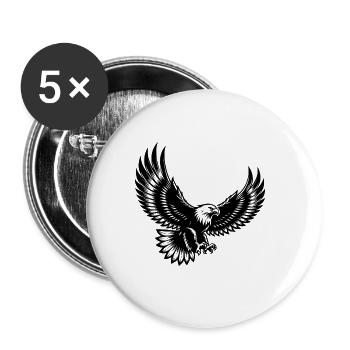 Majestätischer Raubvogel mit gespreizten Krallen - Buttons groß 56 mm (5er Pack) - Weiß - Vorne