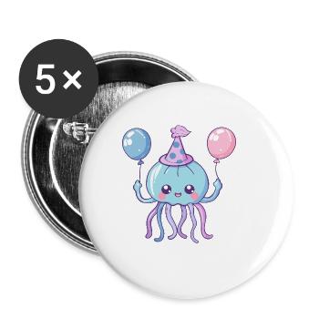 Méduse Anniversaire Bébé - Lot de 5 grands badges (56 mm) - blanc - Devant