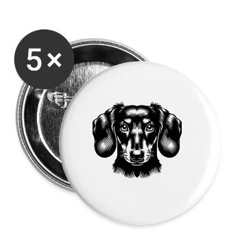 Loyal teckel chien portrait dessin animé illustration - Lot de 5 grands badges (56 mm) - blanc - Devant