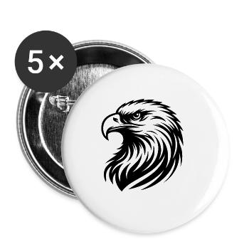 Majestic eagle head with detailed lines - Buttons large 2.2''/56 mm (5-pack) - white - Front