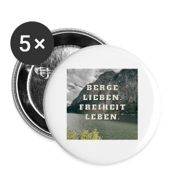 Berge lieben - Freiheit leben - Buttons groß 56 mm (5er Pack) - Weiß - Vorne