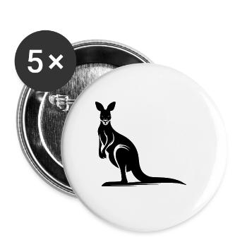 Elégante silhouette de kangourou motif animal stylisé - Lot de 5 grands badges (56 mm) - blanc - Devant