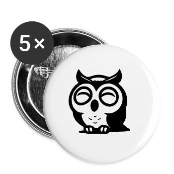 Kleine knuffige Eule Design mit großen Augen - Buttons groß 56 mm (5er Pack) - Weiß - Vorne