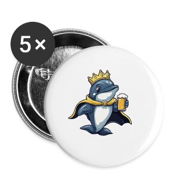 Dolphin Beer Funny - Buttons large 2.2''/56 mm (5-pack) - white - Front