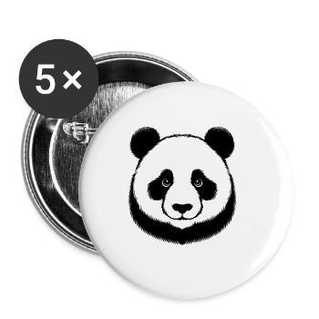 Cute Smiling Panda Animal Smile - Buttons large 2.2''/56 mm (5-pack) - white - Front