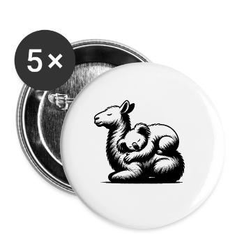 Schlafender Koala auf einem niedlichen Lama - Buttons groß 56 mm (5er Pack) - Weiß - Vorne